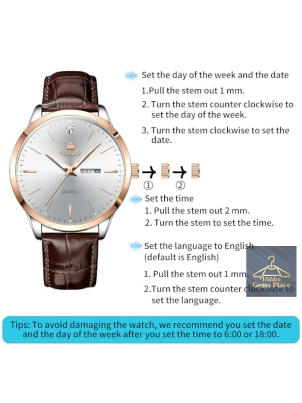 Men's Vintage Leather Dress Watch with Day-Date Arabic Numerals Quartz